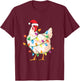 Chicken Christmas Tree with Santa Hat Farmer Funny Chicken T-Shirt - T-Shirt | Maroon