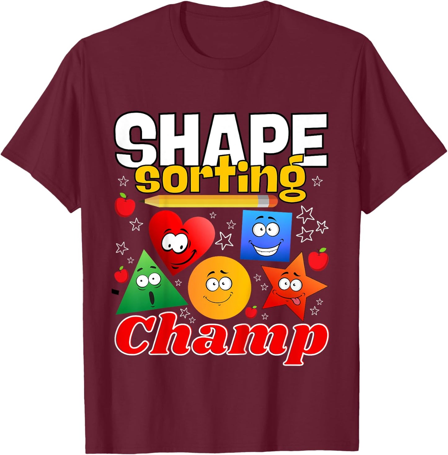 Simple Shape Sorting Lover Geometry Identification Toddler T-Shirt - T-Shirt | Maroon