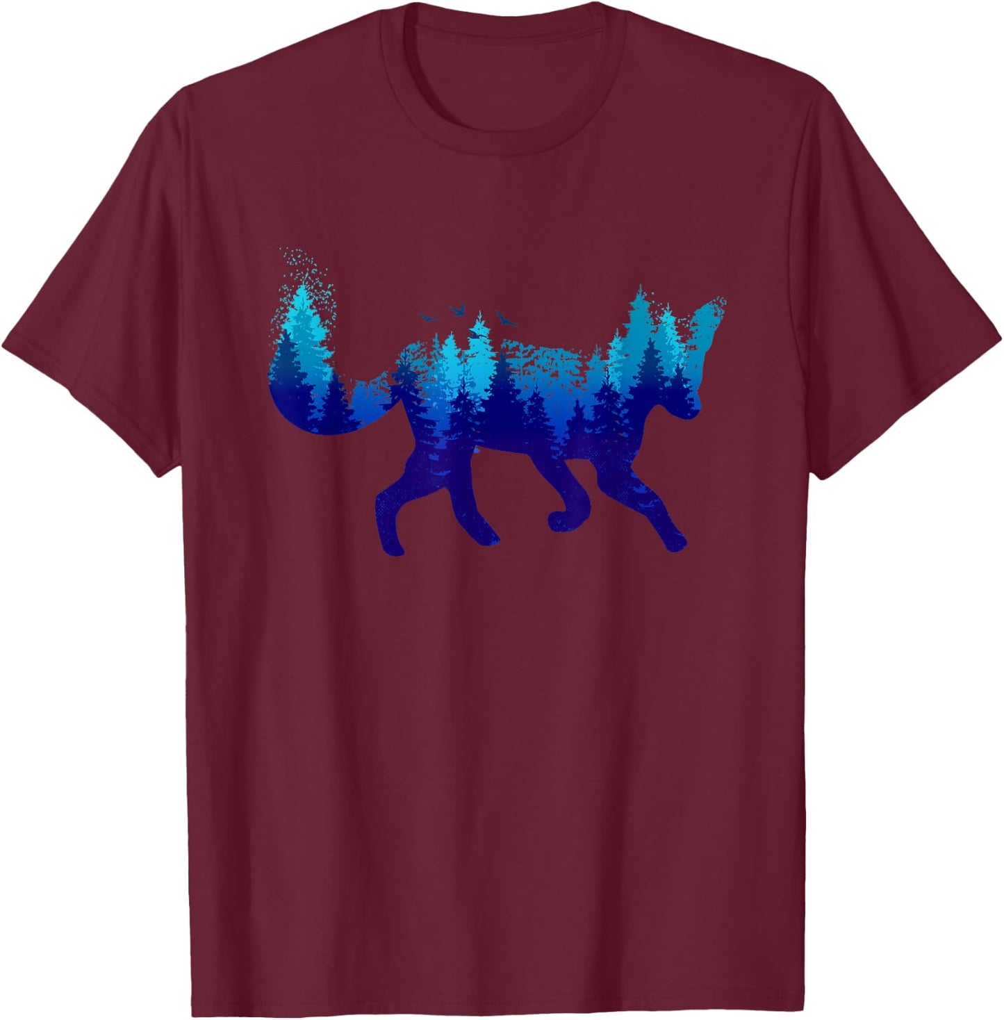 Arctic Fox Landscape Forest Antarctica Fox Animal T-Shirt - T-Shirt | Maroon