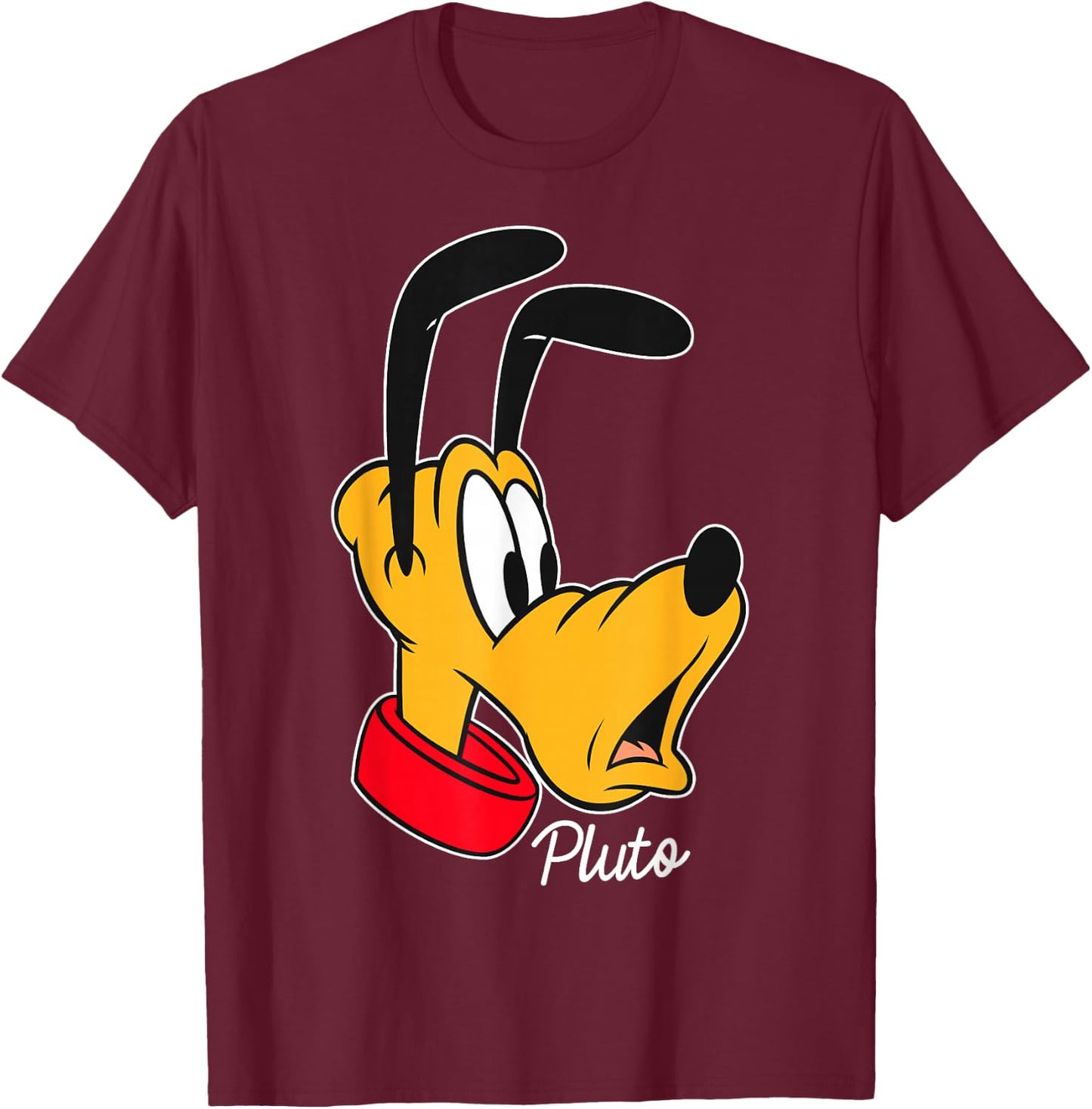 Disney Mickey and Friends Pluto Big Face T-Shirt - T-Shirt | Maroon