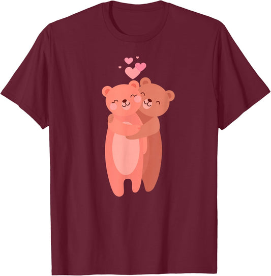 Bear Couple Gift Wedding Anniversary Valentine's Day Him Her T-Shirt - T-Shirt | Maroon