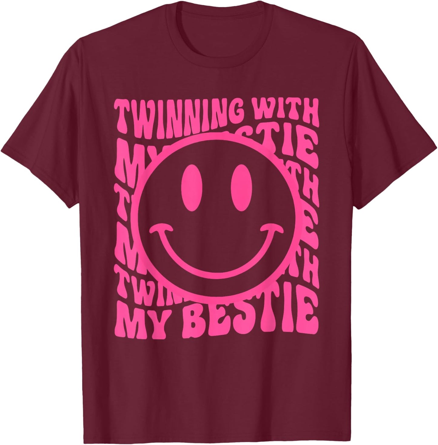 Twinning With My Bestie Spirit Week Twin Day Best Friend 70s T-Shirt - T-Shirt | Maroon