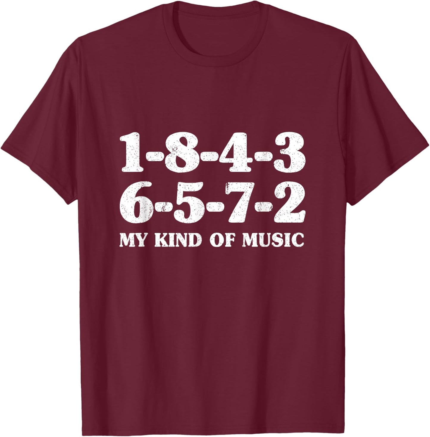 1-8-4-3-6-5-7-2 My Kind of Music 18436572 V8 Big Block T-Shirt - T-Shirt | Maroon