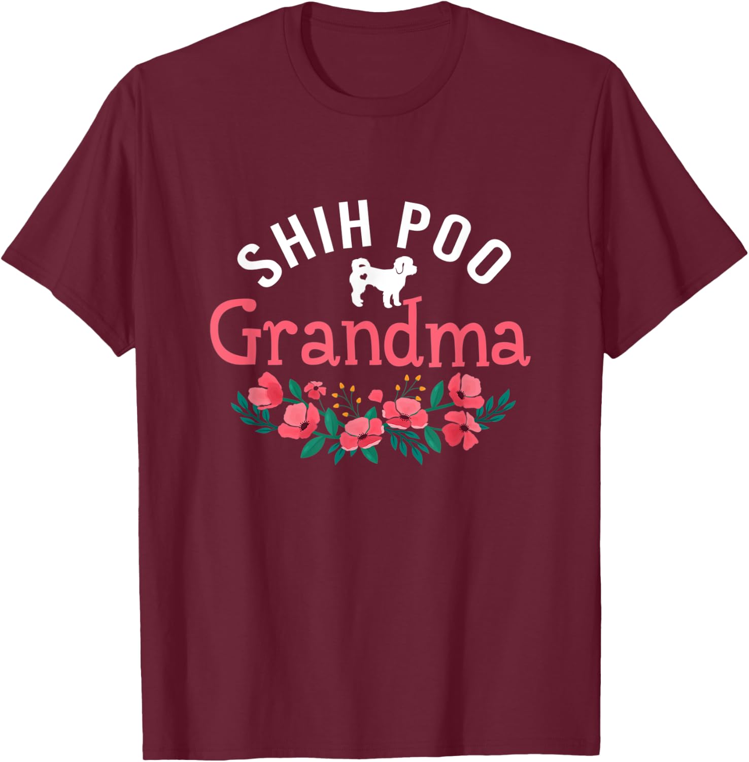 Shih Poo Dog Gifts For Grandma Dog Lovers Christmas T-Shirt - T-Shirt | Maroon