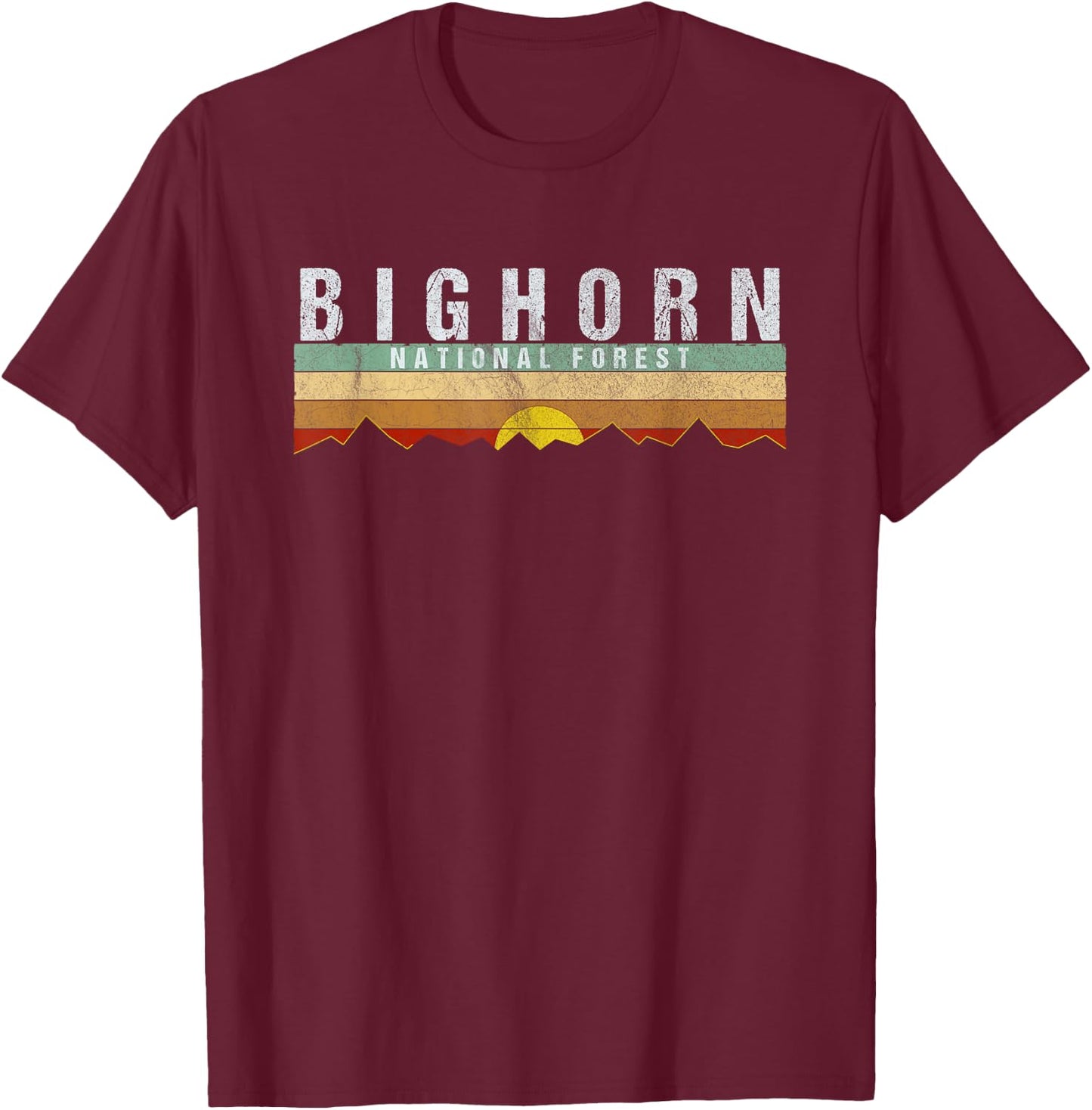 Retro Vintage Bighorn National Forest Shirt T-Shirt - T-Shirt | Maroon