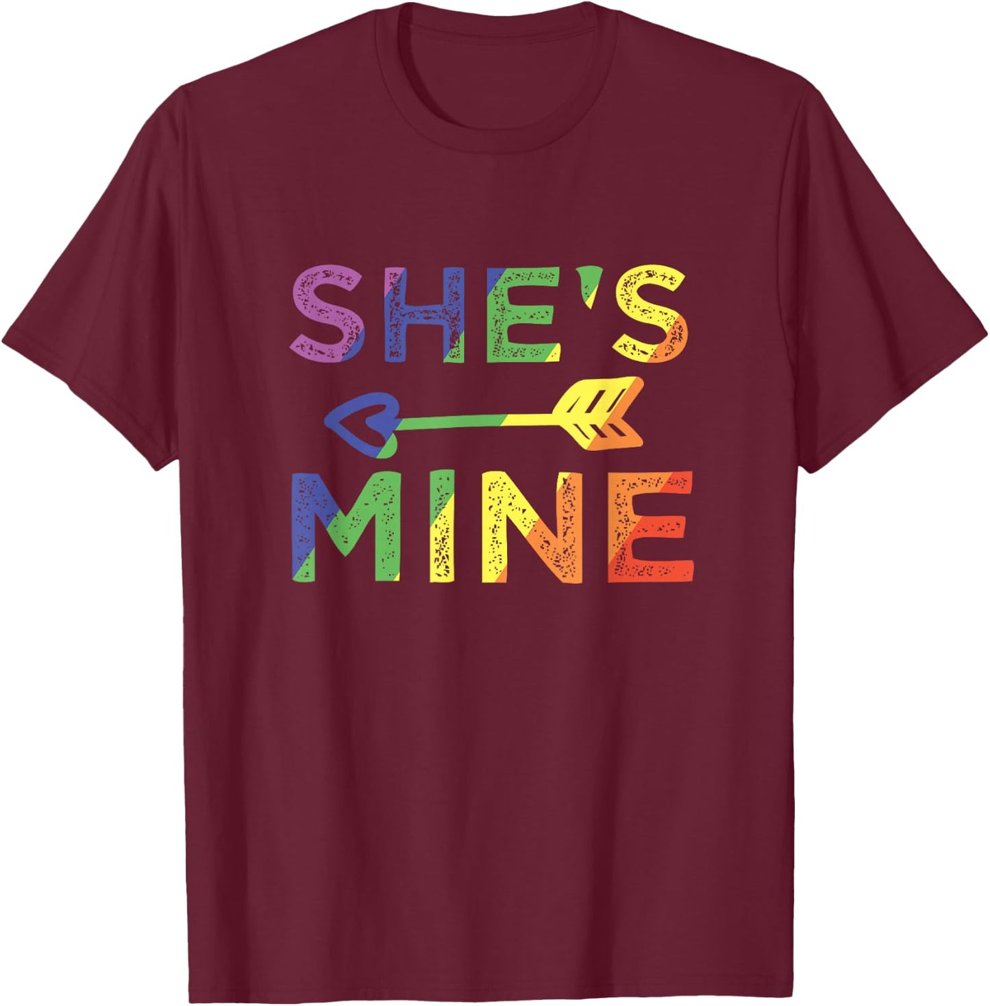 Lesbian Couple She's Mine I'm Hers Matching LGBT Pride T-Shirt - T-Shirt | Maroon