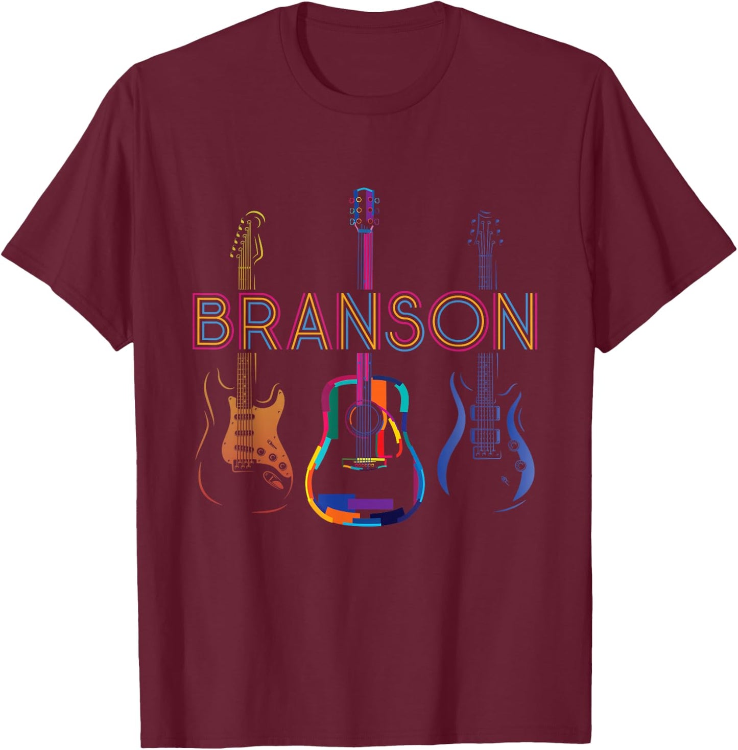 Branson Missouri Vacation Music Guitar Souvenir T-Shirt - T-Shirt | Maroon