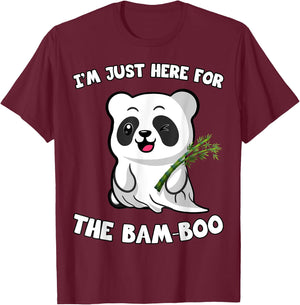 Panda Shirt, I'm Just Here For The Bam-Boo Funny Halloween T-Shirt - T-Shirt | Maroon
