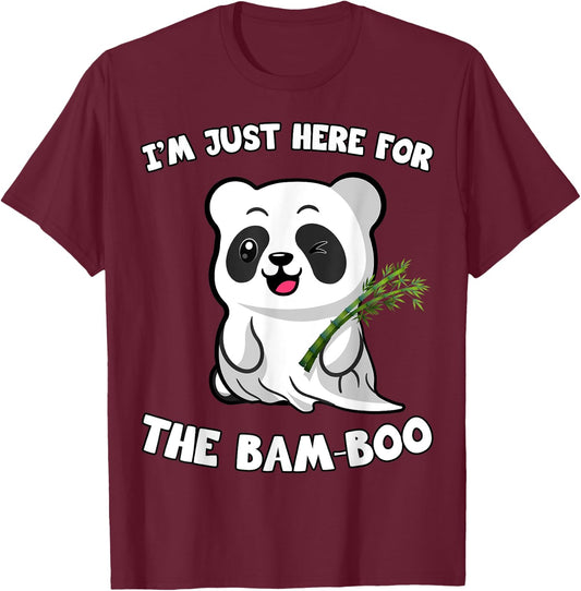 Panda Shirt, I'm Just Here For The Bam-Boo Funny Halloween T-Shirt - T-Shirt | Maroon