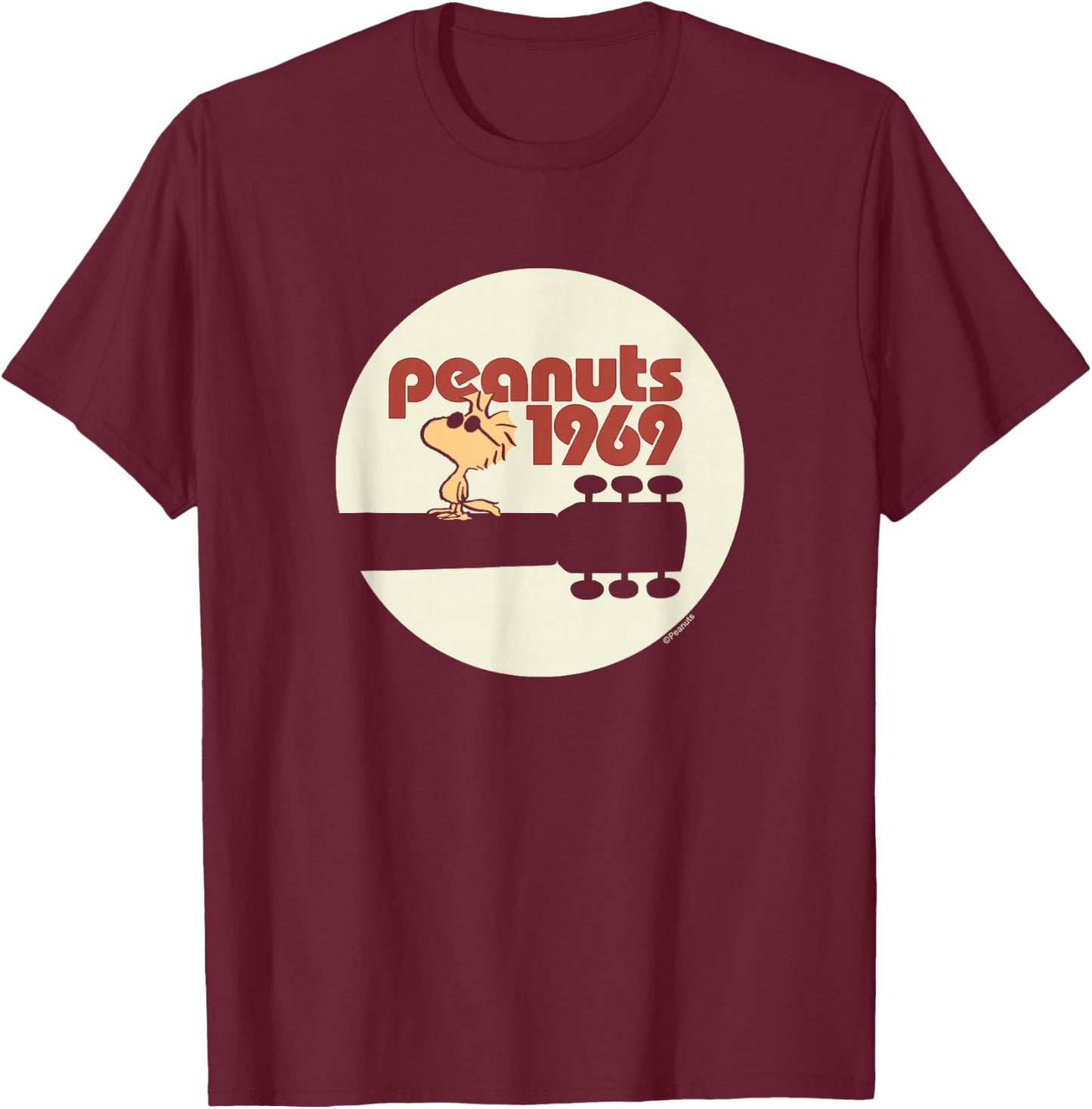 Peanuts - Woodstock 1959 Music Guitar T-Shirt - T-Shirt | Maroon