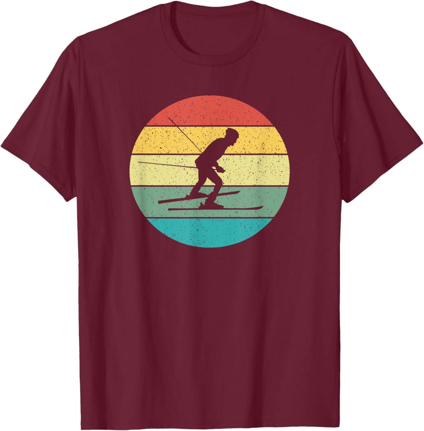 Cross-Country Skiing Retro Vintage T-Shirt - T-Shirt | Maroon