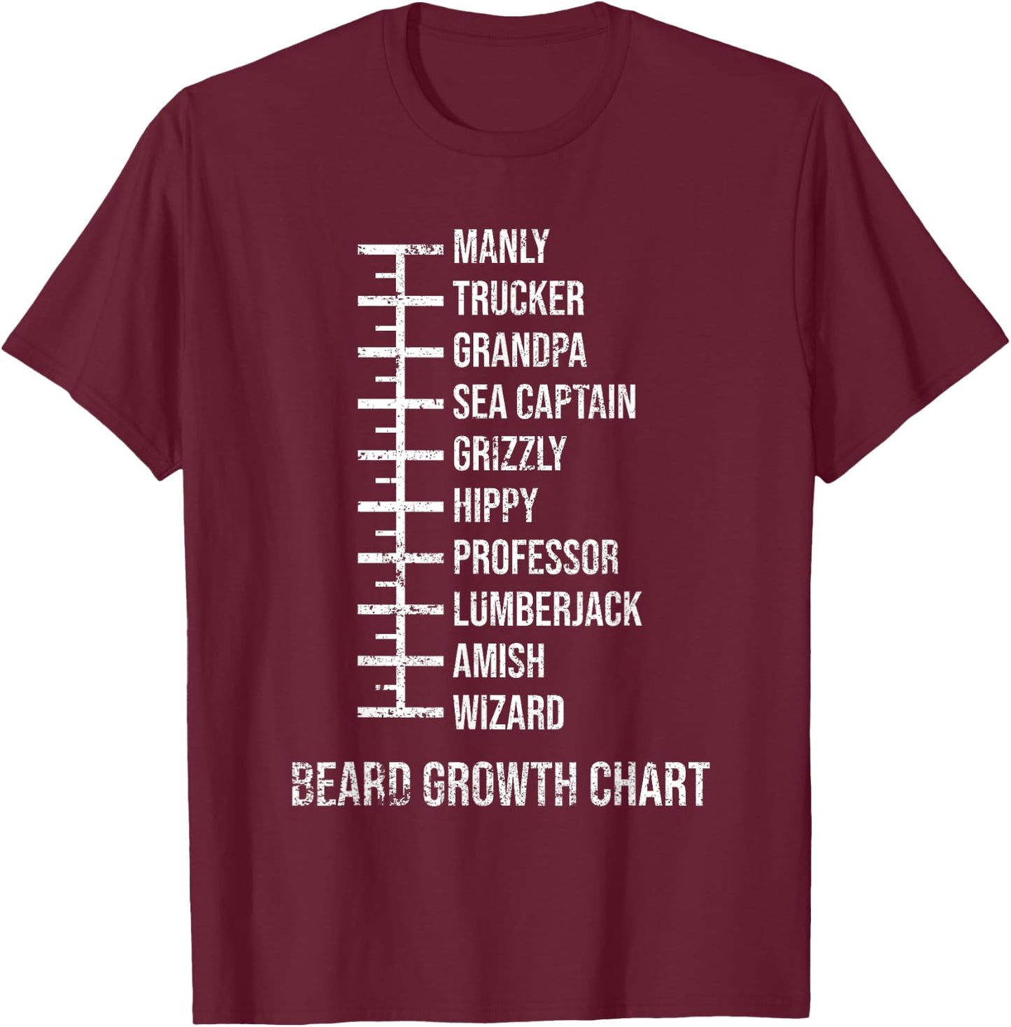 Beard Measurement Chart Beard Length Funny Growth Chart T-Shirt - T-Shirt | Maroon