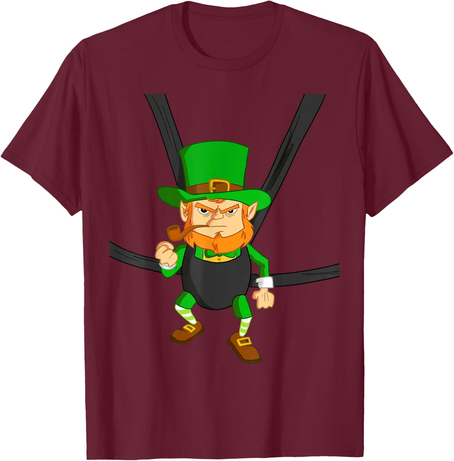 Leprechaun in Baby Carrier Shirt Funny St Paddy's Day T-Shirt - T-Shirt | Maroon
