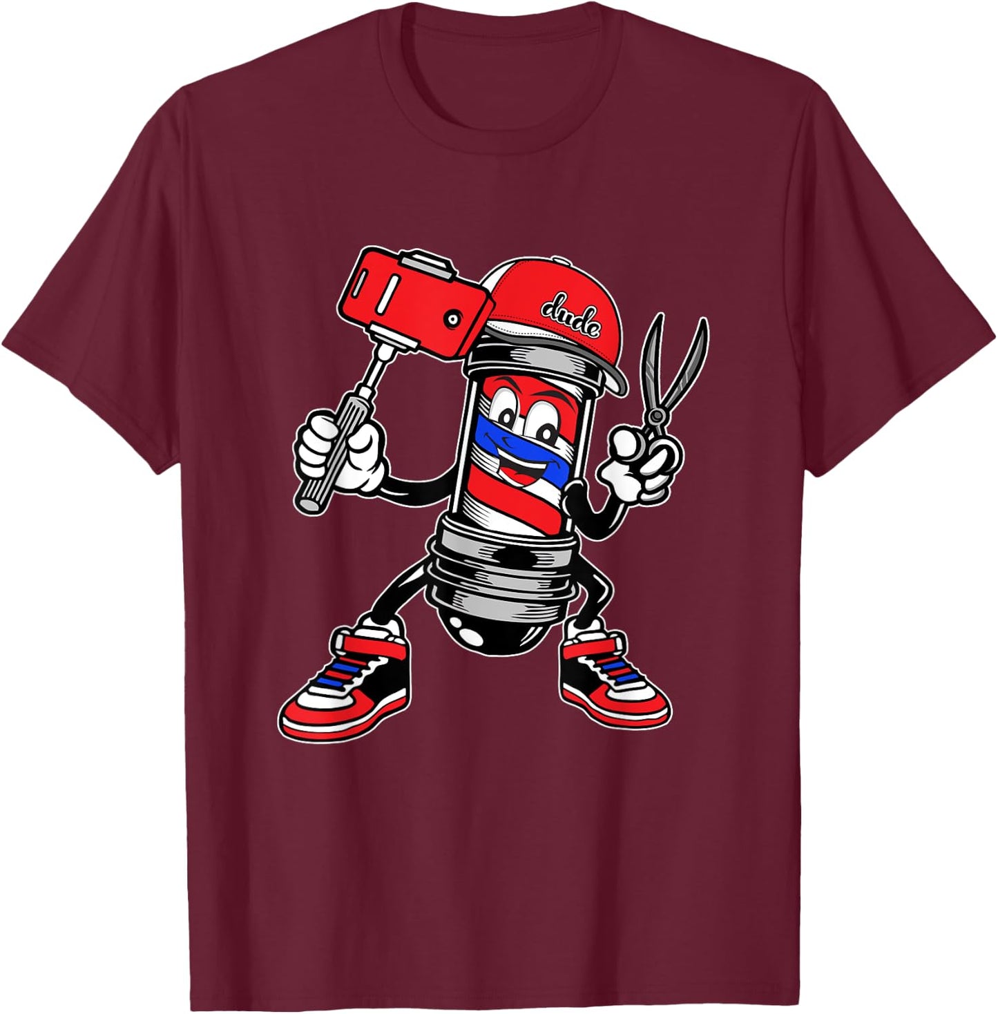 Barbershop Cool Barber Pole Hairdresser Funny Hip Hop Barber T-Shirt - T-Shirt | Maroon