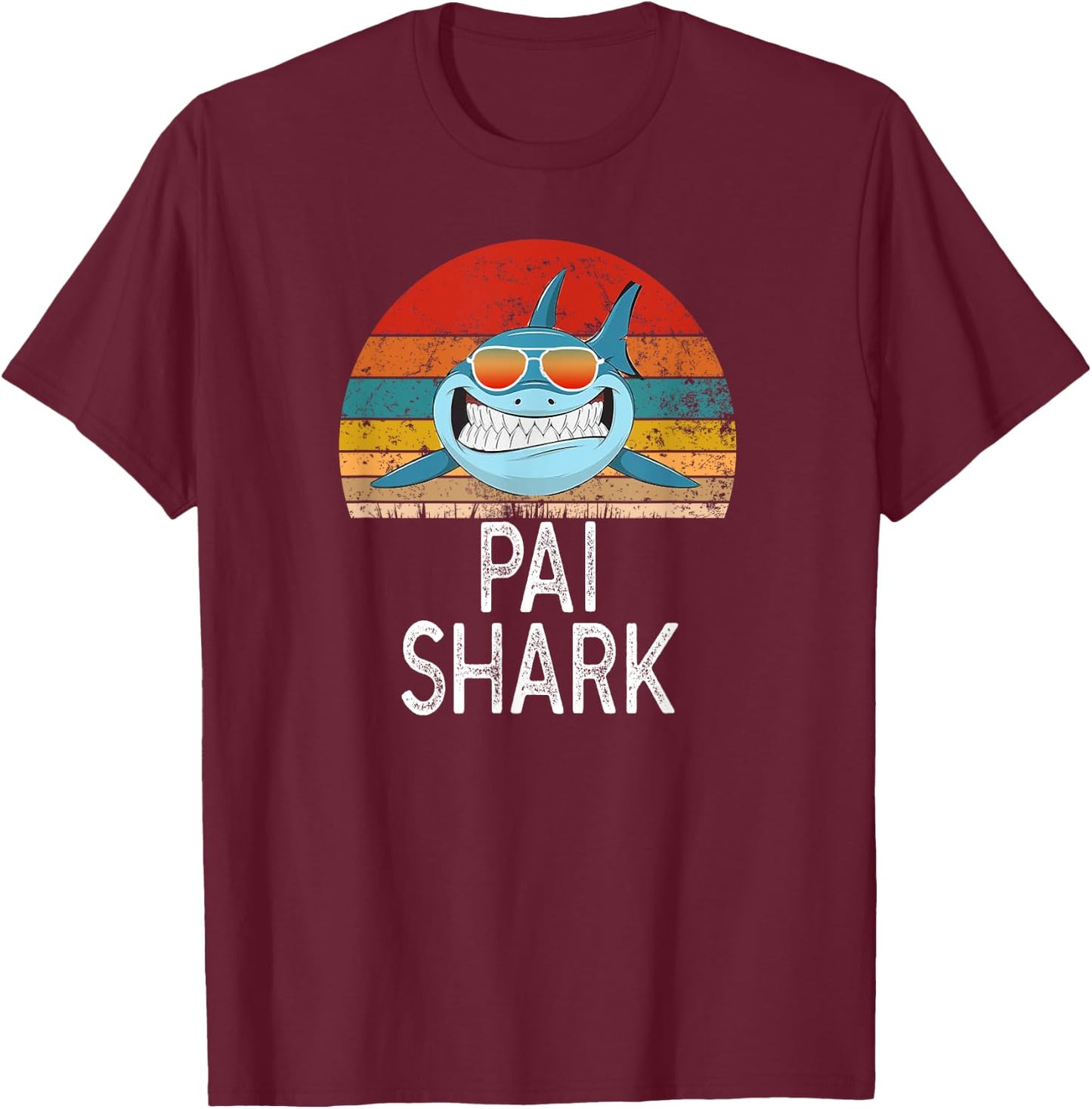 Pai Shark Portuguese Dad Funny T-Shirt - T-Shirt | Maroon