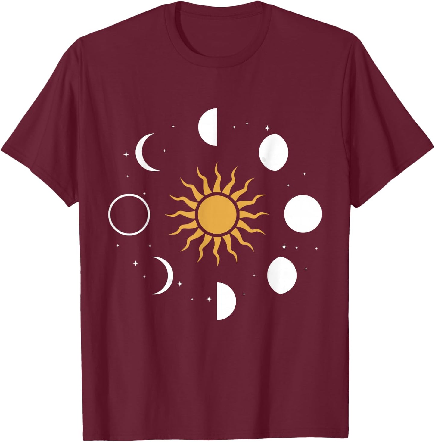 Sun Lunar Phases Moon Phase Earth Hemisphere New Moon T-Shirt - T-Shirt | Maroon