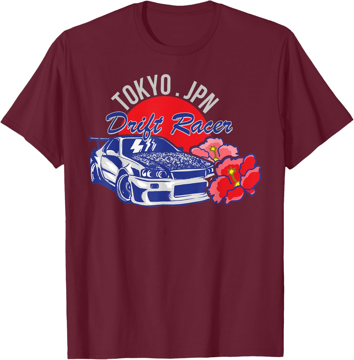 JDM Tokyo Japan Drift Race Car Tuning Retro Vintage Graphic T-Shirt - T-Shirt | Maroon