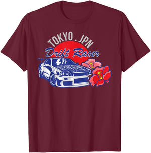 JDM Tokyo Japan Drift Race Car Tuning Retro Vintage Graphic T-Shirt - T-Shirt | Maroon