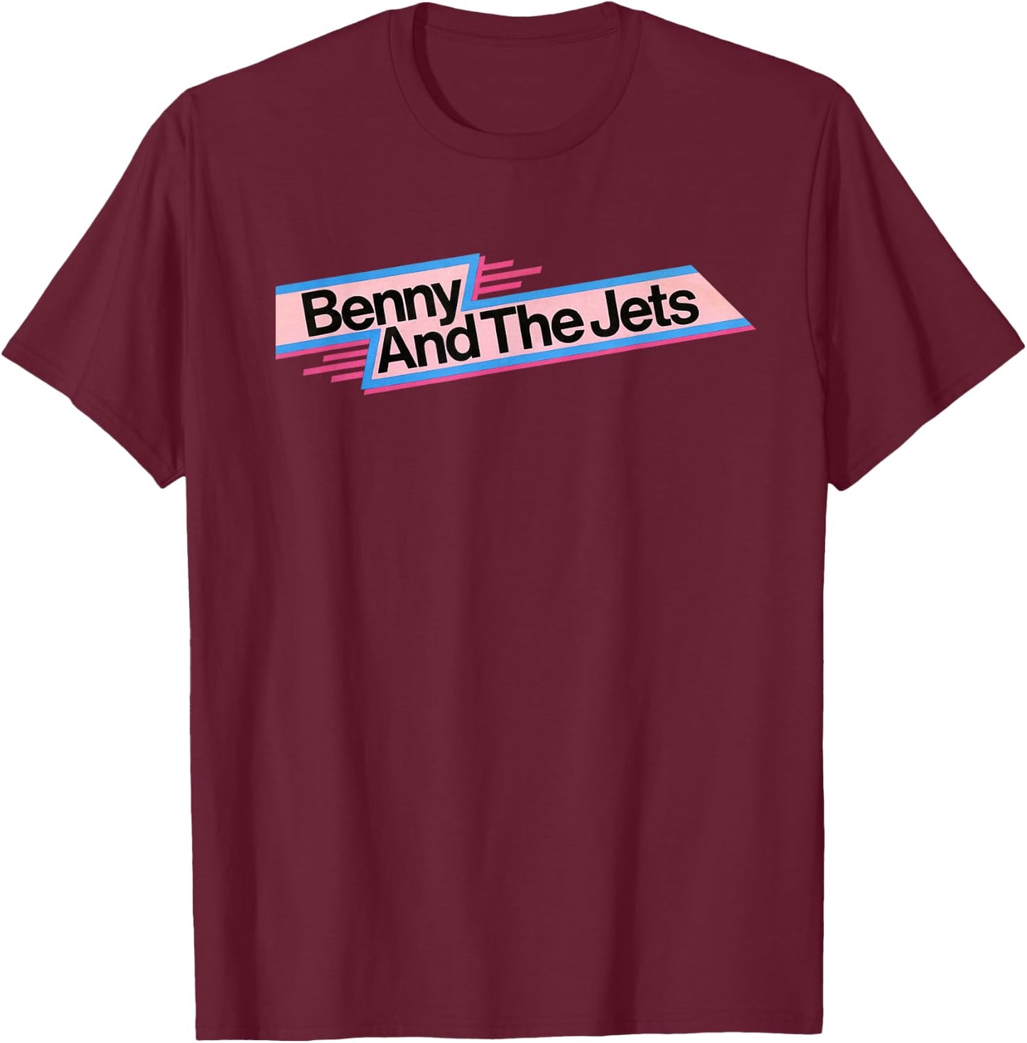 Elton John Official Benny And The Jets Logo T-Shirt - T-Shirt | Maroon