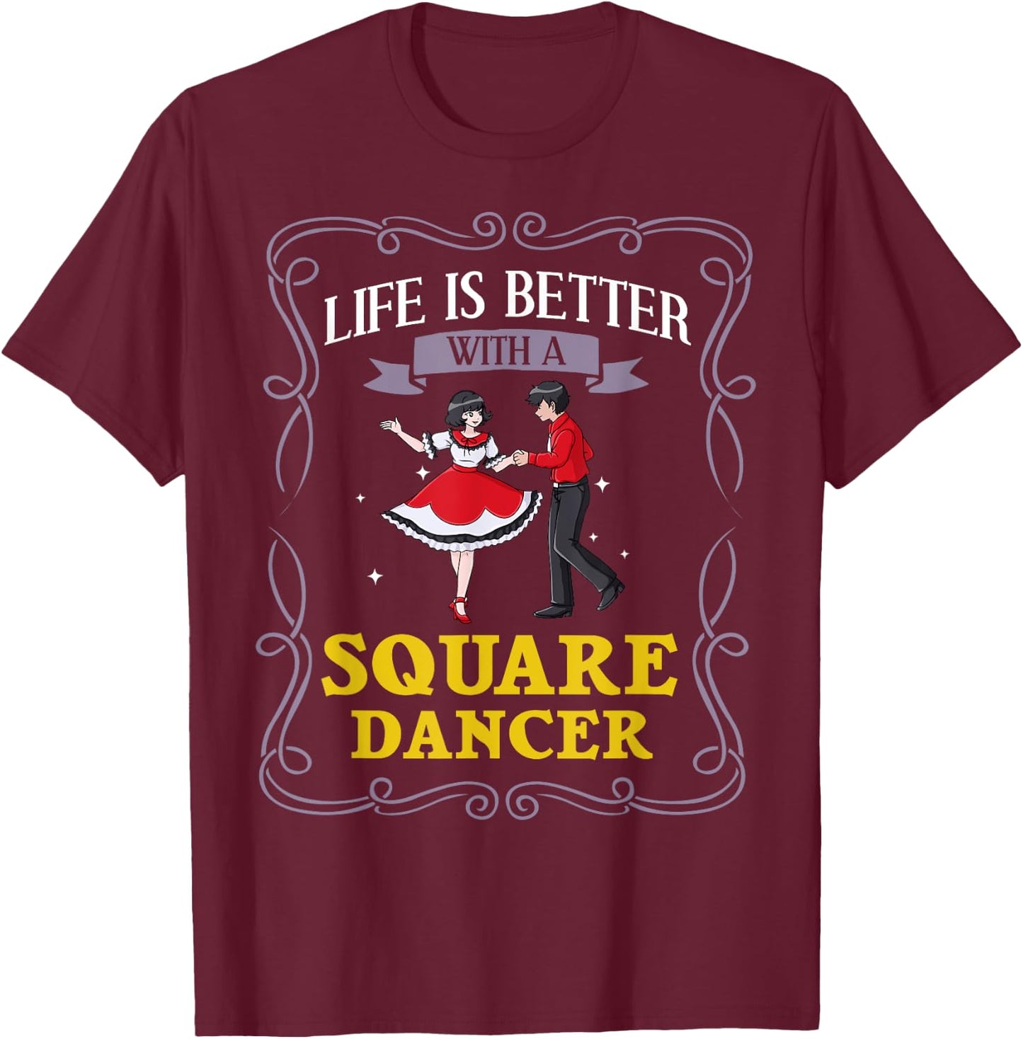 Square Dance Music Caller Lessons Dancer T-Shirt - T-Shirt | Maroon