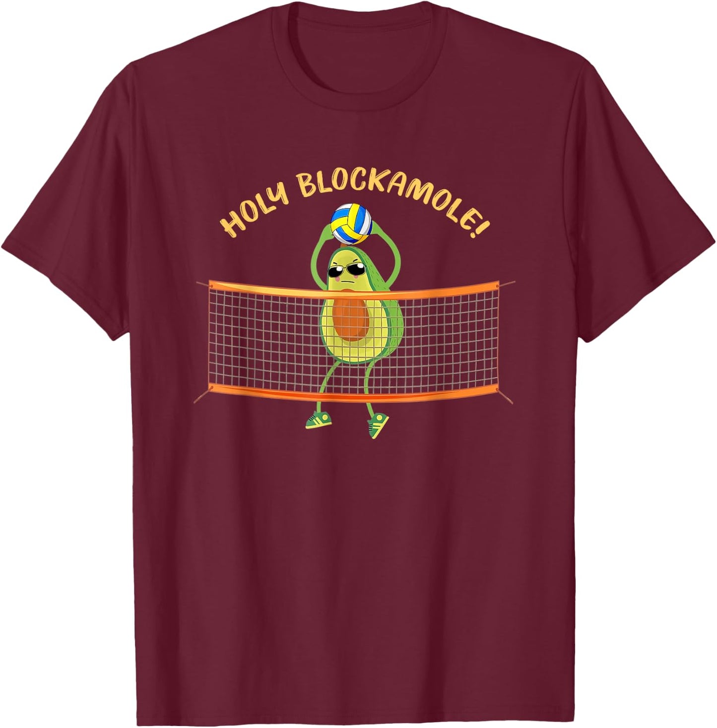 Holy Blockamole Volleyball Cute Funny T-Shirt - T-Shirt | Maroon