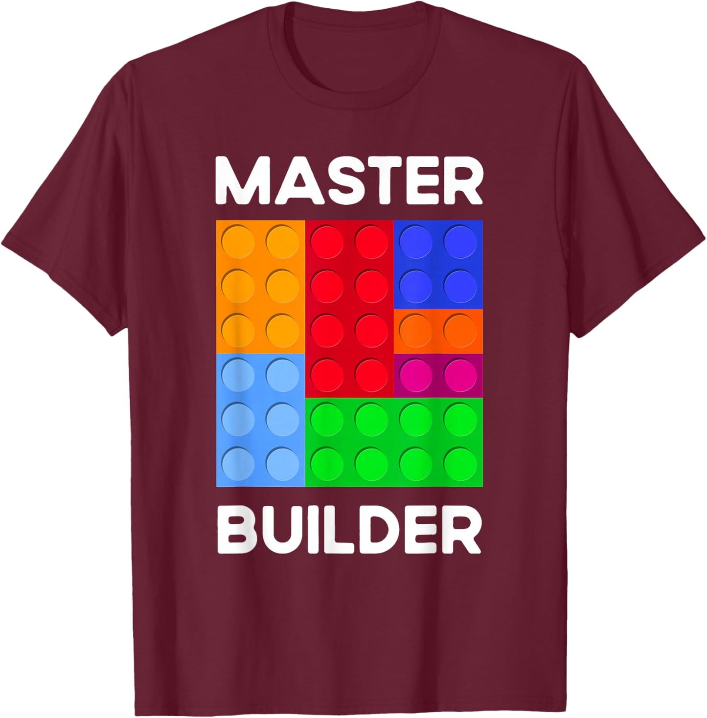 Master Builder Cute Block Building Kids Toys Brick Builders T-Shirt - T-Shirt | Maroon