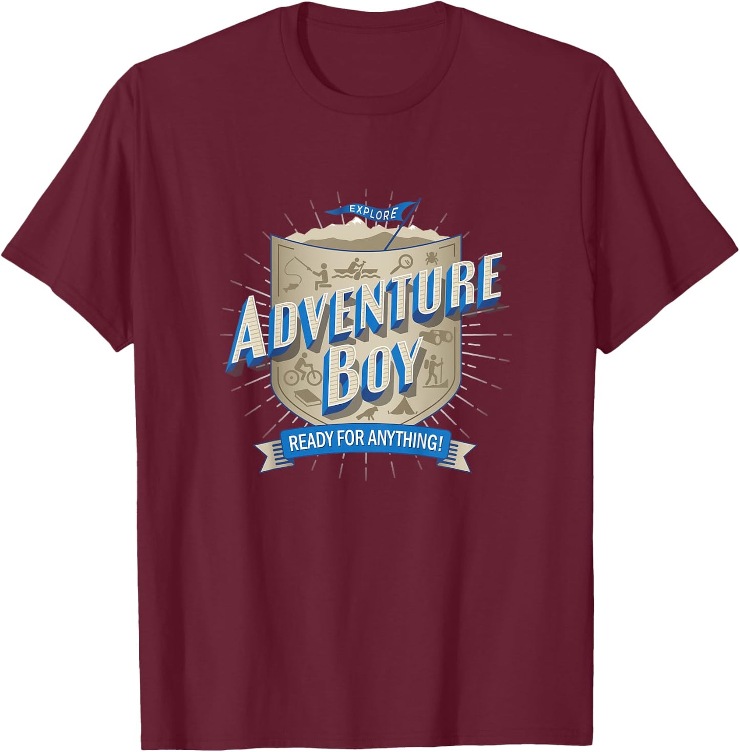 Kids Adventure Boy , fun, exciting, smart, clever, outdoor T-Shirt - T-Shirt | Maroon