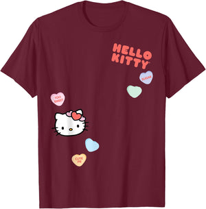 Hello Kitty Candy Hearts Valentine Shirt T-Shirt - T-Shirt | Maroon