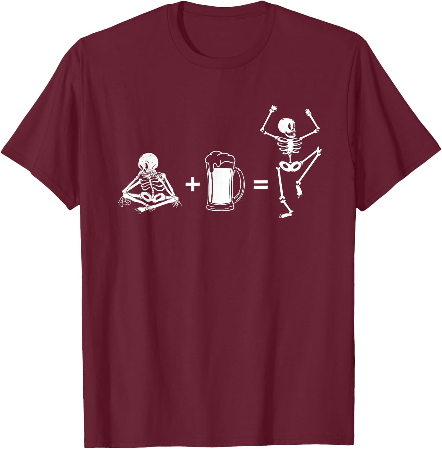 Beer dancing skeleton with beer glass for beer lovers T-Shirt - T-Shirt | Maroon