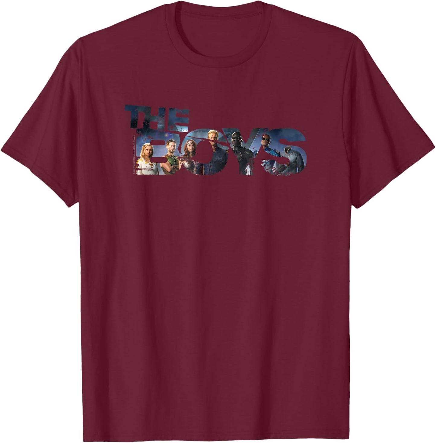 The Boys Characters Logo Superhero TV Show T-Shirt - T-Shirt | Maroon