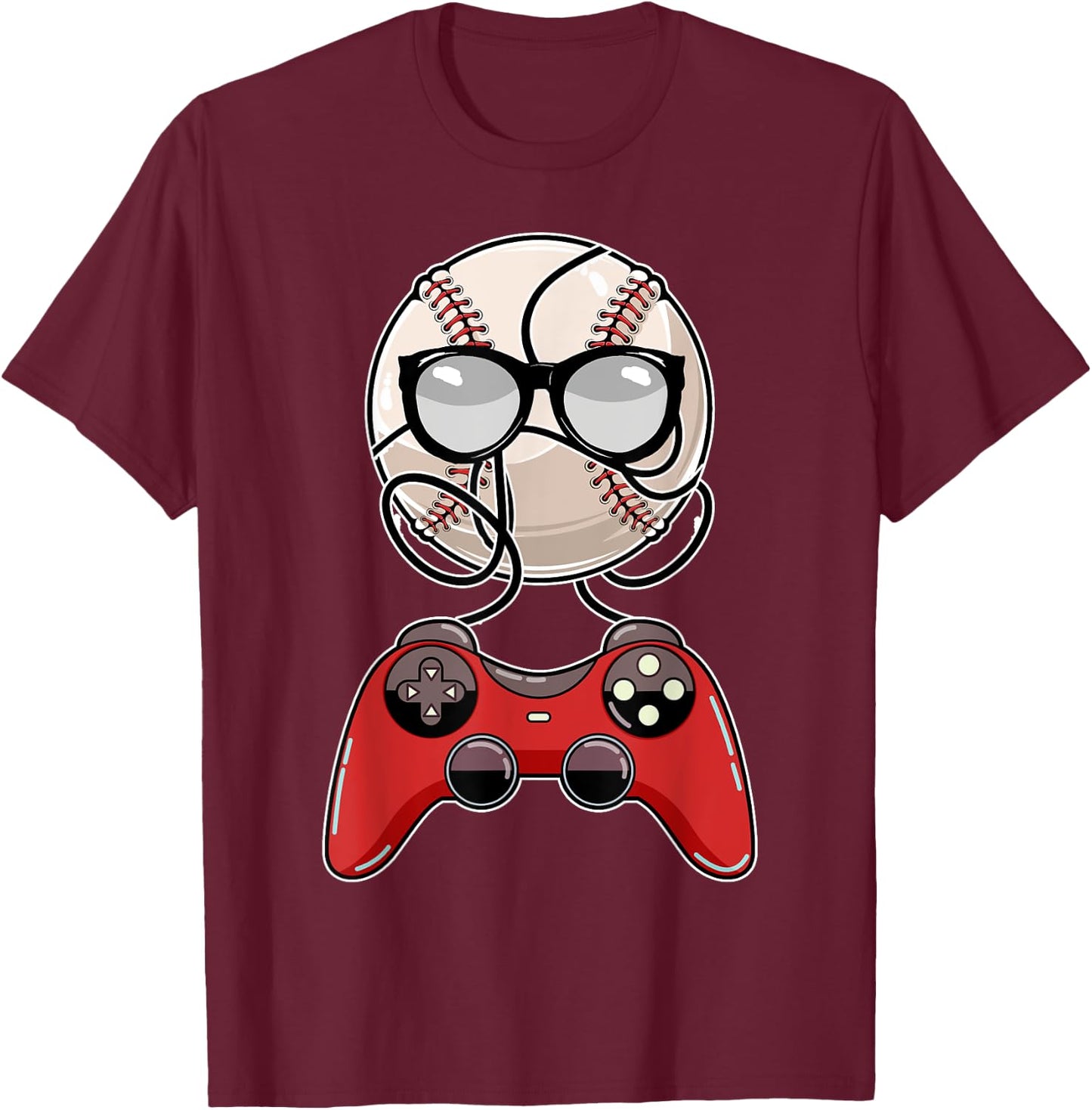 Video-game Controller Baseball Gaming Sports Player Gamer T-Shirt - T-Shirt | Maroon