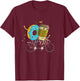 Coffee And Donut Riding Bicycle T-Shirt - T-Shirt | Maroon