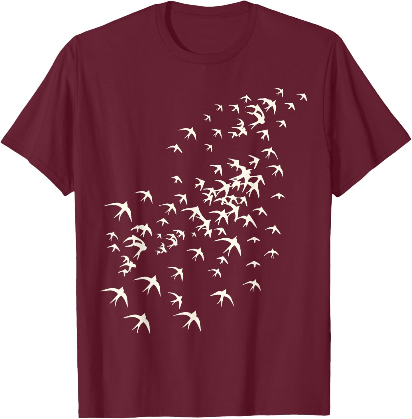 Flock of Birds Flying - Nature and Bird Lovers Graphic Print T-Shirt - T-Shirt | Maroon