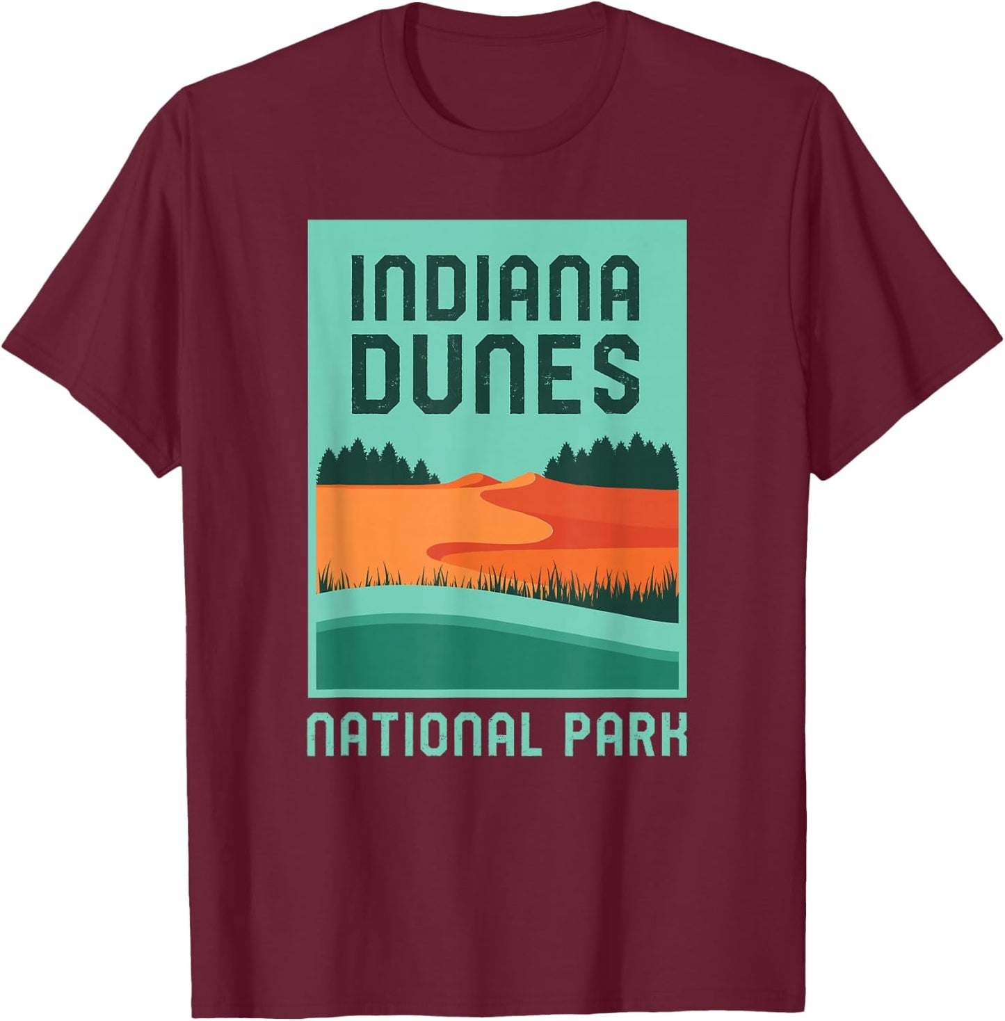 Indiana Dunes National Park Vacation Retro Graphic T-Shirt - T-Shirt | Maroon