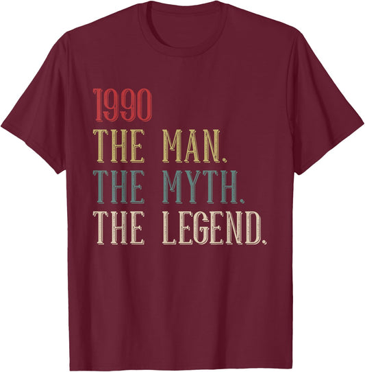 Vintage 1990 Cool 35 Year Old Bday 35th Birthday Men T-Shirt - T-Shirt | Maroon