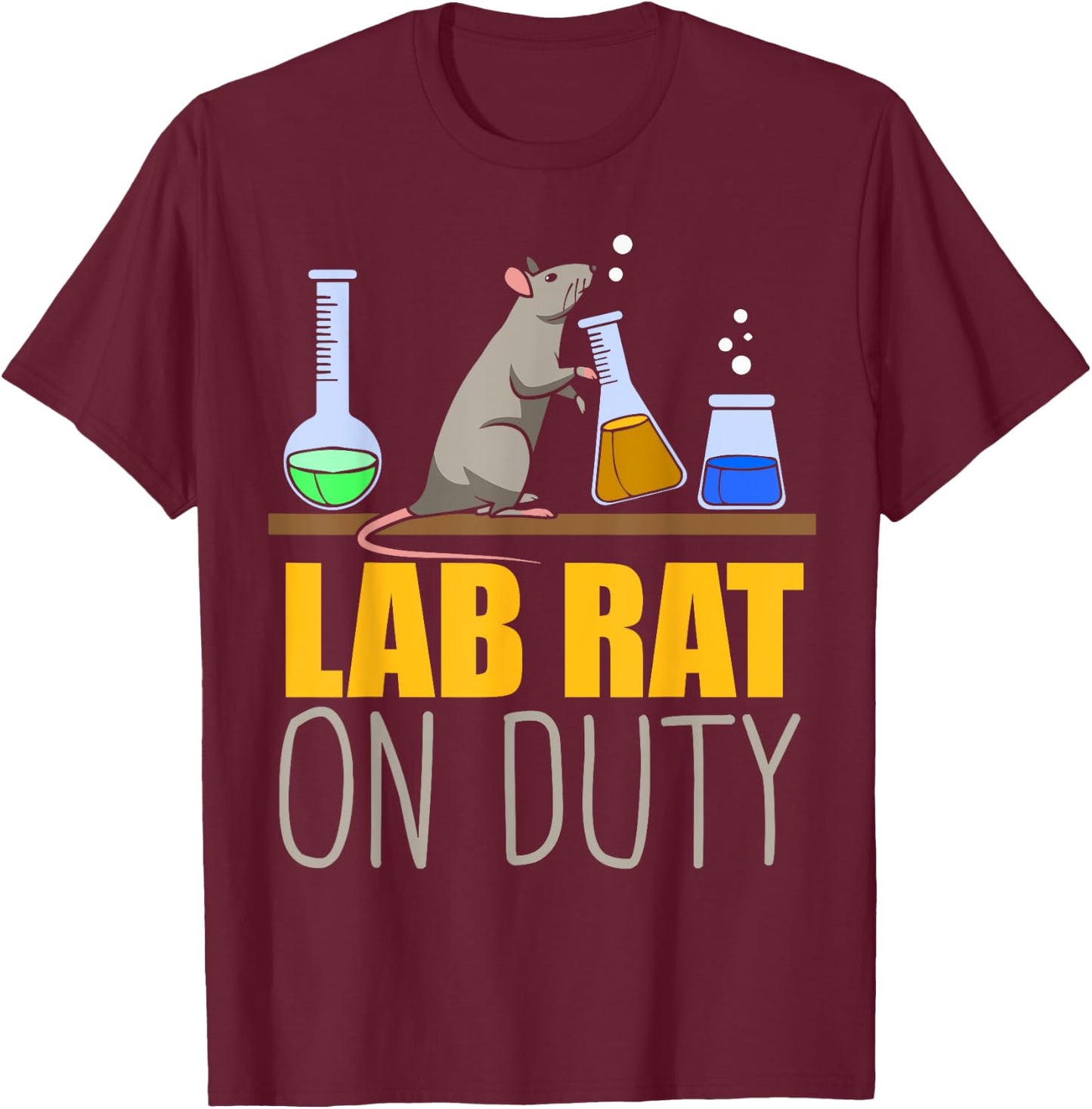Lab Rat on Duty - Chemistry Mouse Lab Rat T-Shirt - T-Shirt | Maroon