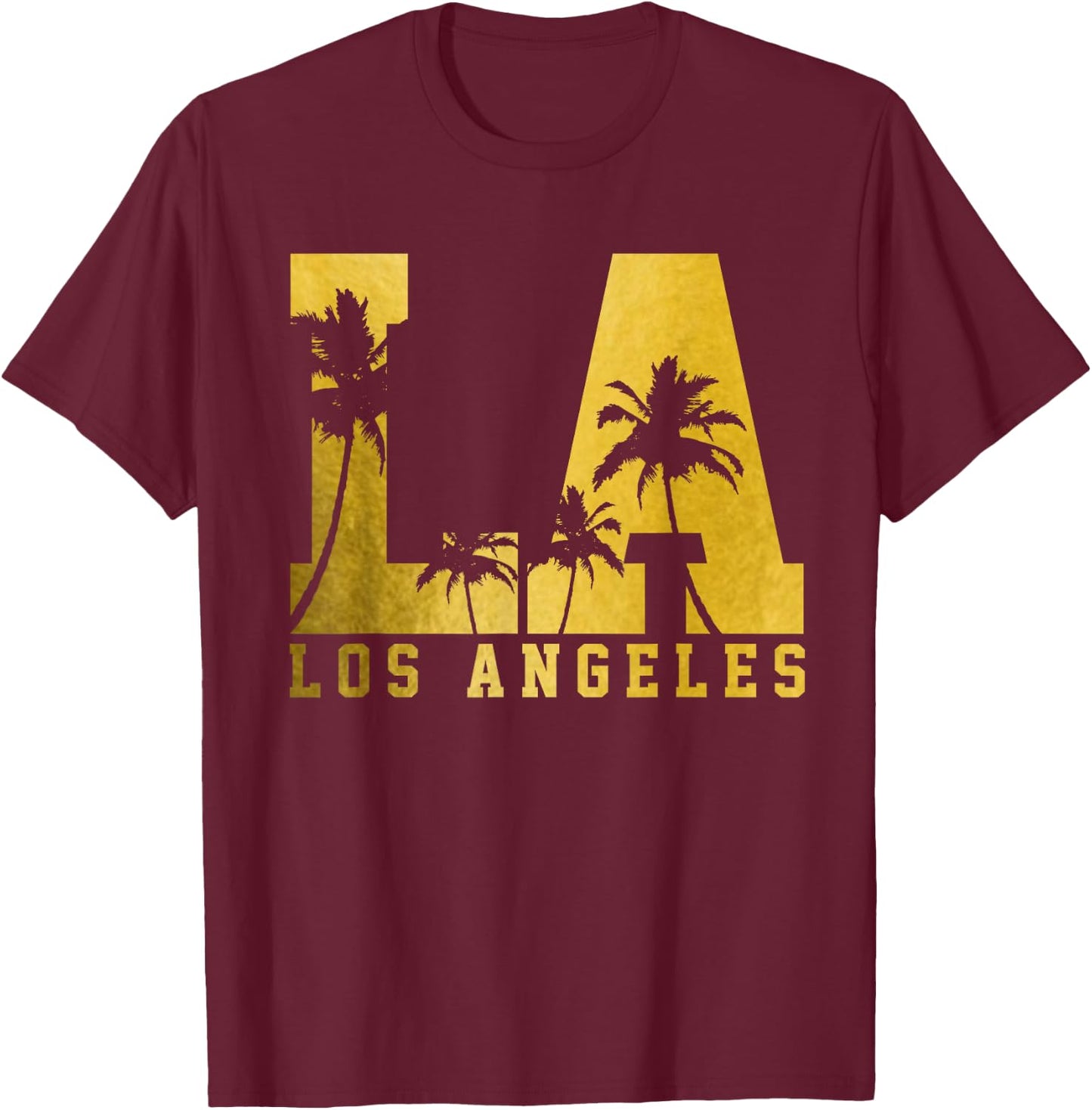 Los Angeles LA Vintage California Palm Trees T-Shirt - T-Shirt | Maroon