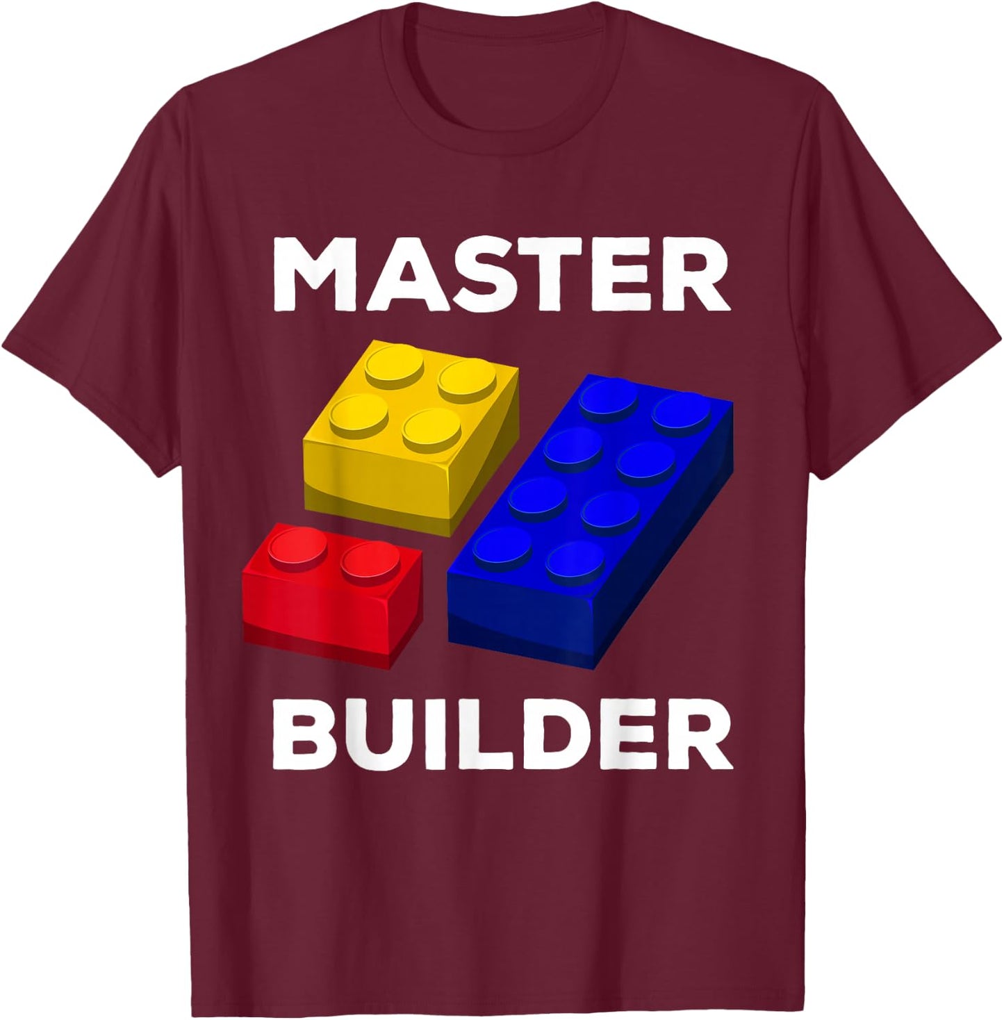 Master Builder Cute Block Building Kids Toys Brick Builders T-Shirt - T-Shirt | Maroon