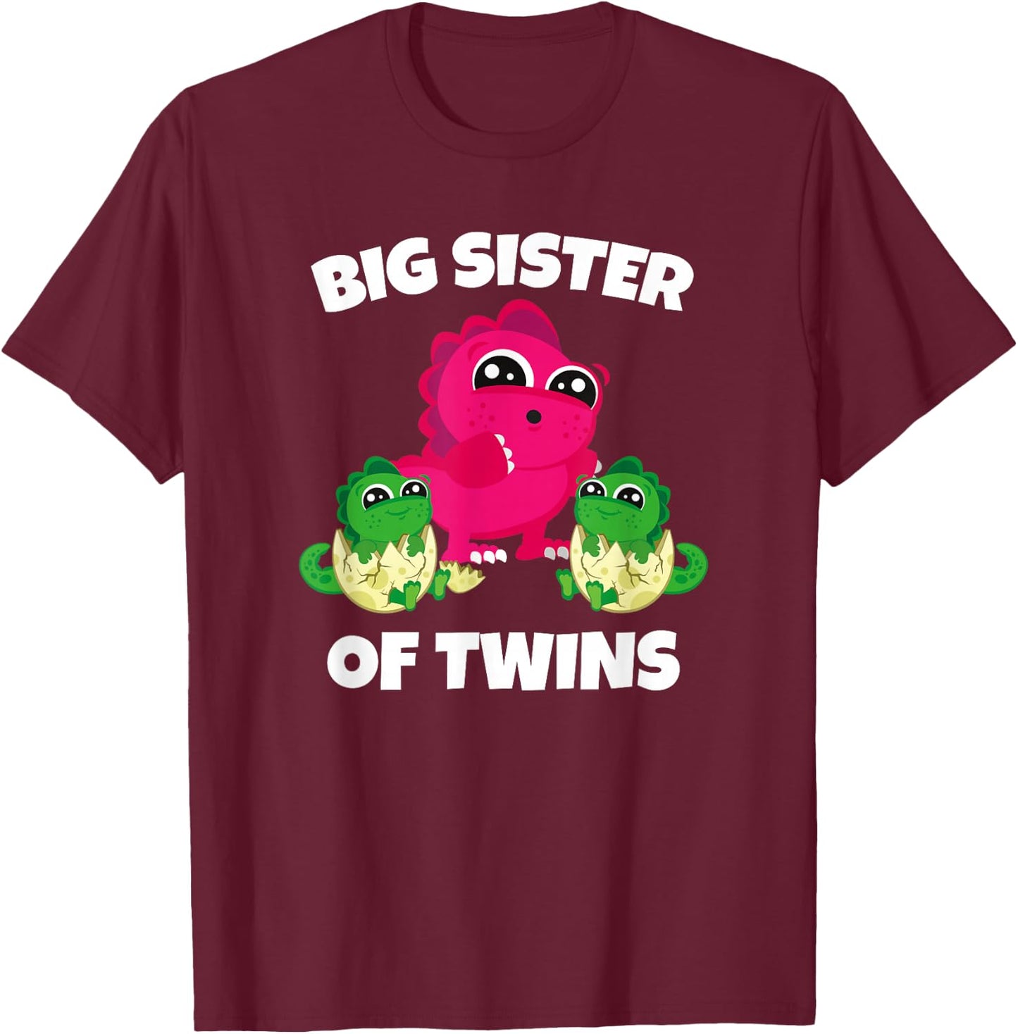Big Sister Of Twins - New Sister Sibling T-Shirt - T-Shirt | Maroon