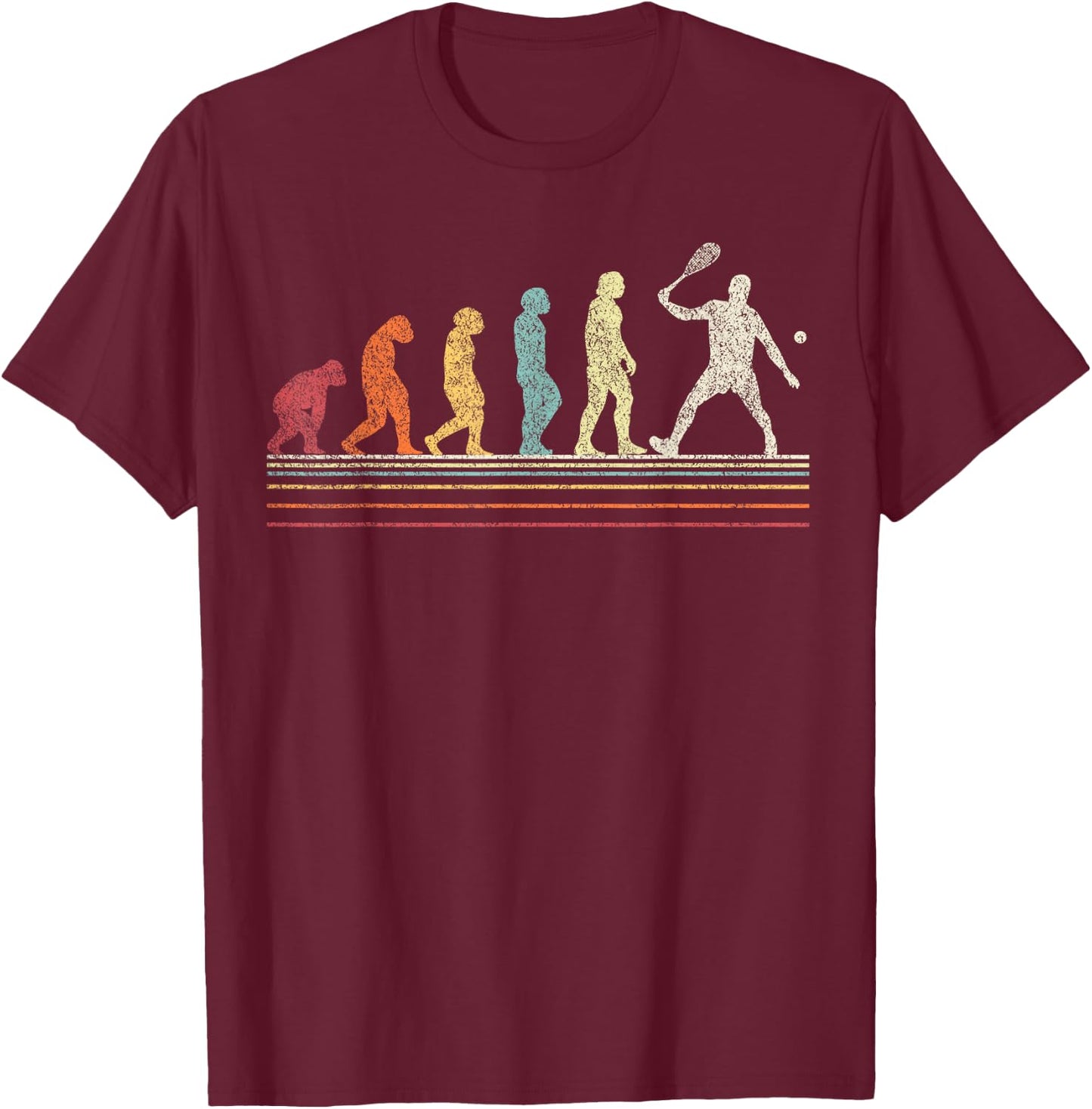 Evolution Squash Player Squash Racket Ball Retro Vintage T-Shirt - T-Shirt | Maroon