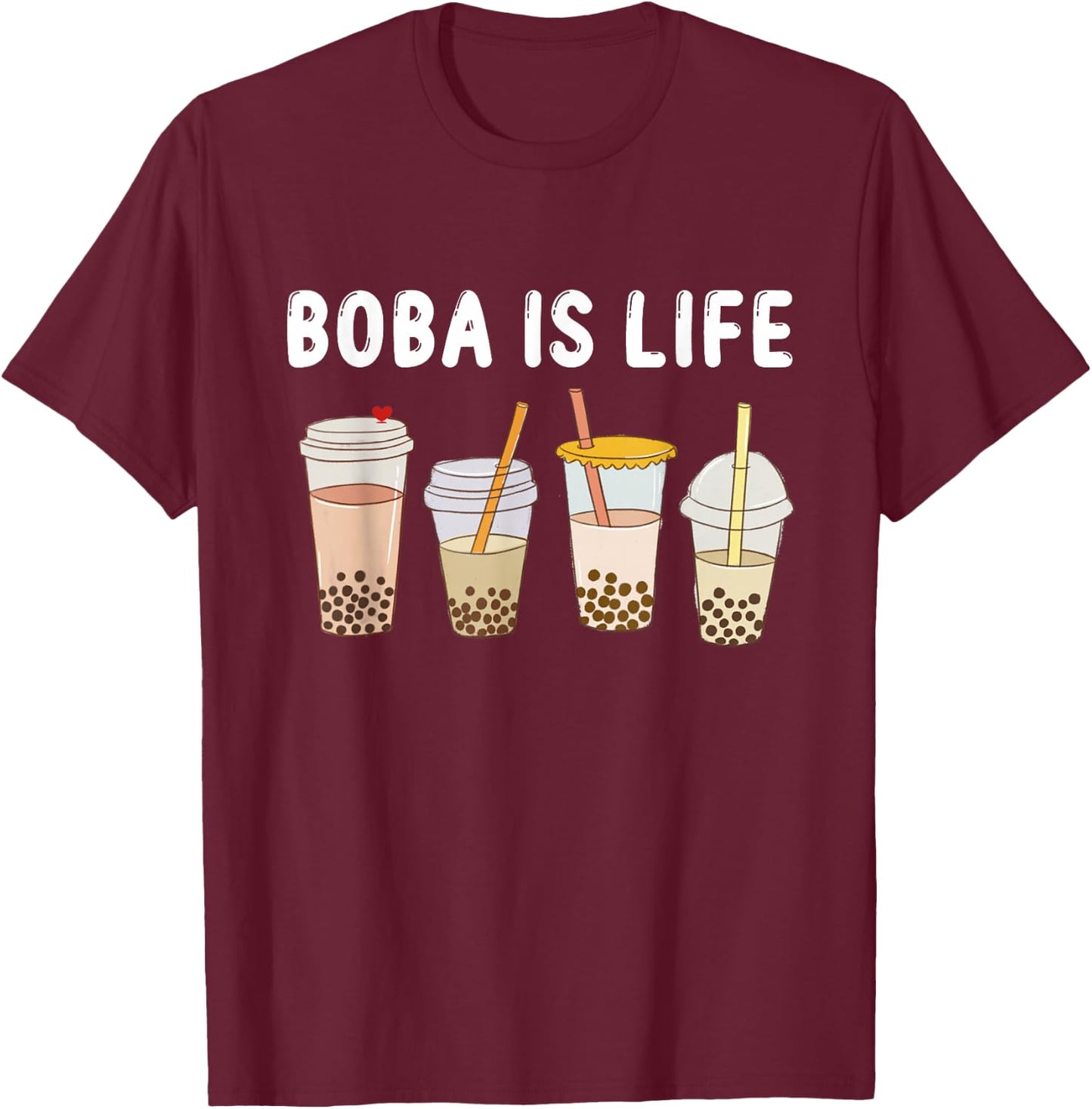 Boba is Life Funny Kawaii Bubble Milk - Bubble Tea Boba Tea T-Shirt - T-Shirt | Maroon