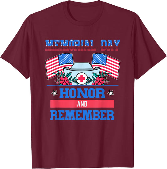 Memorial Day Nurse T-Shirt - T-Shirt | Maroon