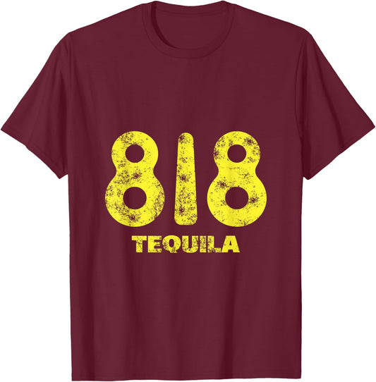 Funny Drinking Design 818 Tequila Wine Lover Grunge T-Shirt - T-Shirt | Maroon