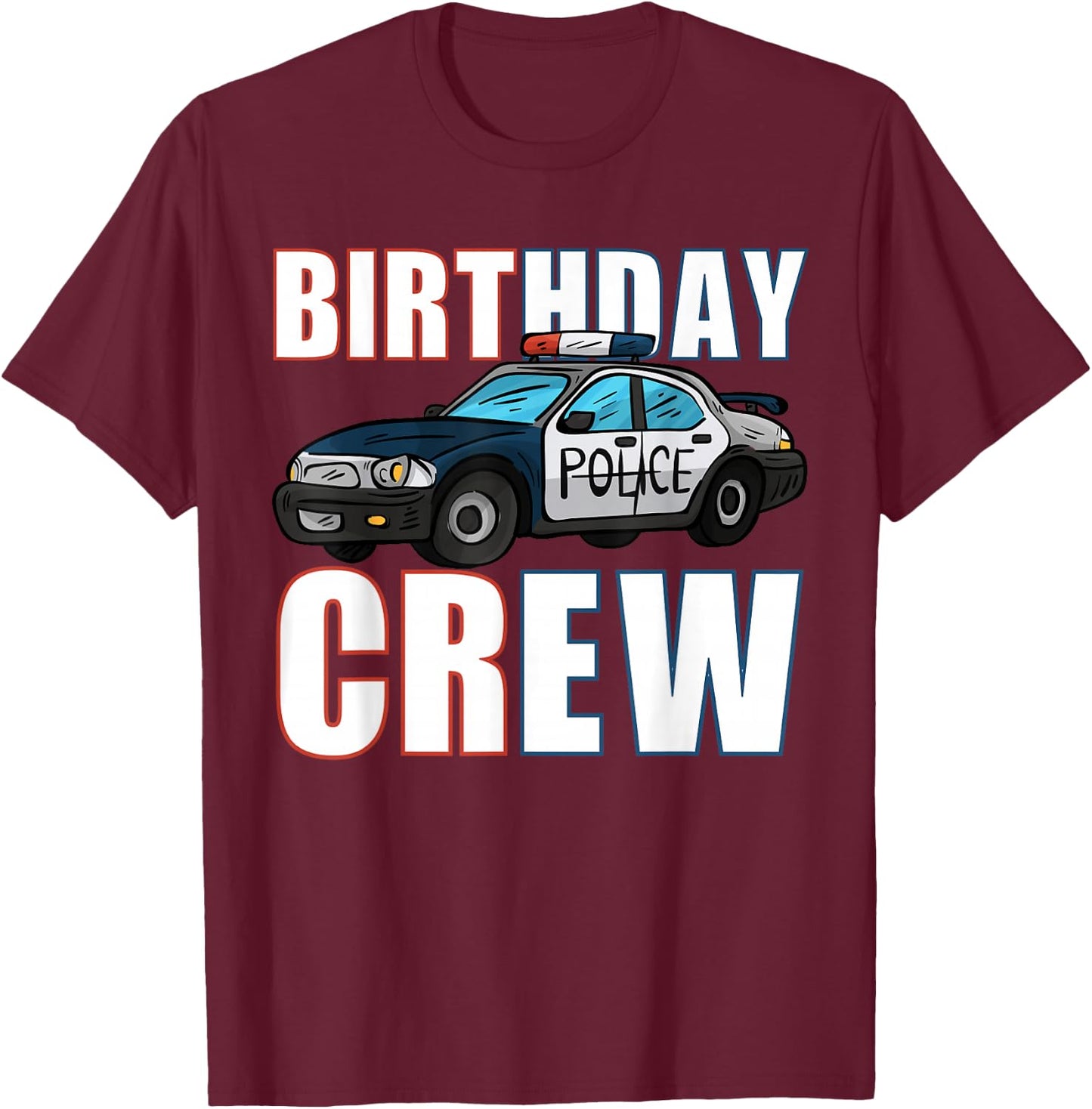 Kids Police Birthday Crew Policeman Officer Cop Boys T-Shirt - T-Shirt | Maroon