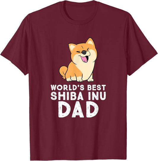 World's Best Shiba Inu Dad Dog Shiba Dad T-Shirt - T-Shirt | Maroon
