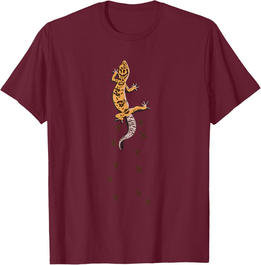 Leopard Gecko Tracks Lizard Lover Gift T-Shirt - T-Shirt | Maroon