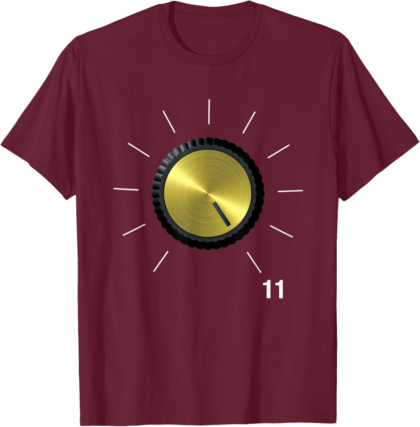 These Go to Eleven - Vintage Tube Amp Volume Knob T-Shirt - T-Shirt | Maroon