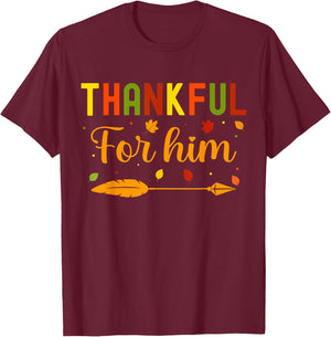 Thankful Thanksgiving Couples Fall Thankful T-Shirt - T-Shirt | Maroon