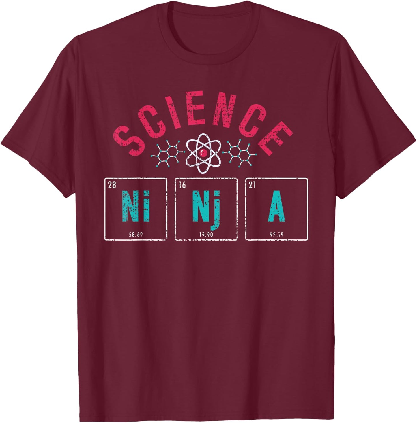 Science Ninja Periodic Table Physics Vintage Gift Scientists T-Shirt - T-Shirt | Maroon
