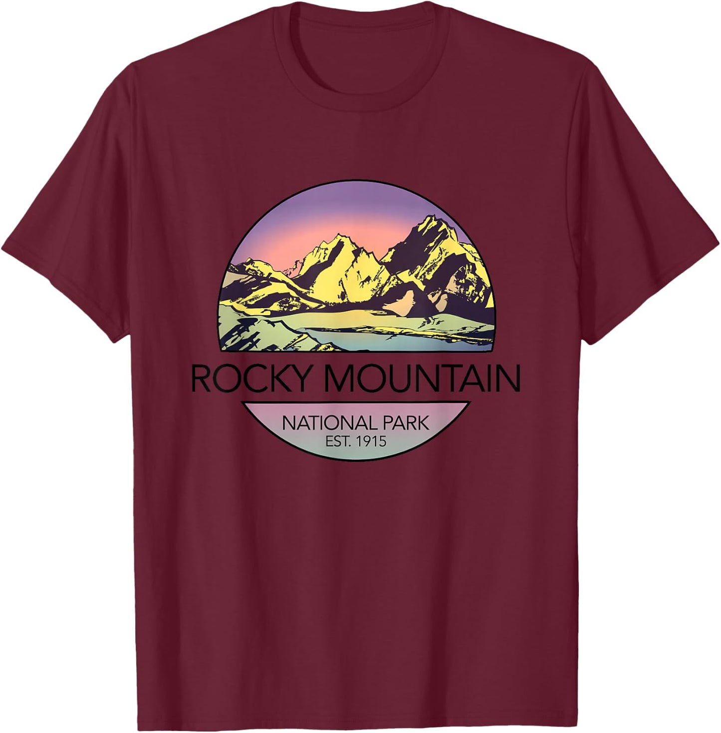 Vintage Rocky Mountain National Park Retro T-Shirt - T-Shirt | Maroon